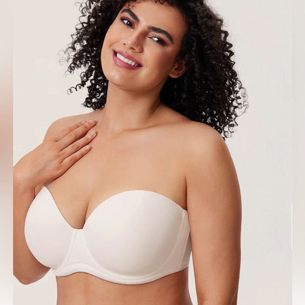 Delimira Classic Stay in Place Strapless Convertible Bra White - 44D NEW